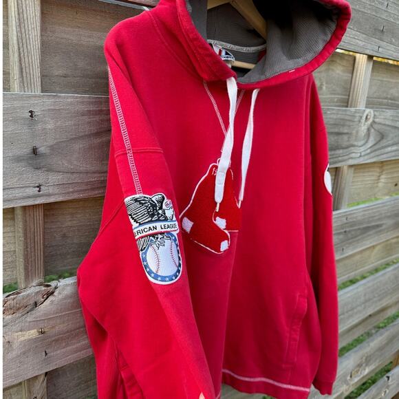 Boston Red Sox Majestic Vintage Fuzzy Patch logo red hoodie Sweatshirt Large - Picture 7 of 10